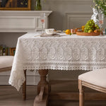 nappe blanche broderie florale classique réutilisable coton mariage fêtes halloween noël Thanksgiving