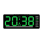horloge numérique led affichage semaine double alarme noir vert bleu moderne minimaliste