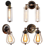 lampes murales industrielles vintage noires bronze cuivre cages métalliques aspect vieilli LED