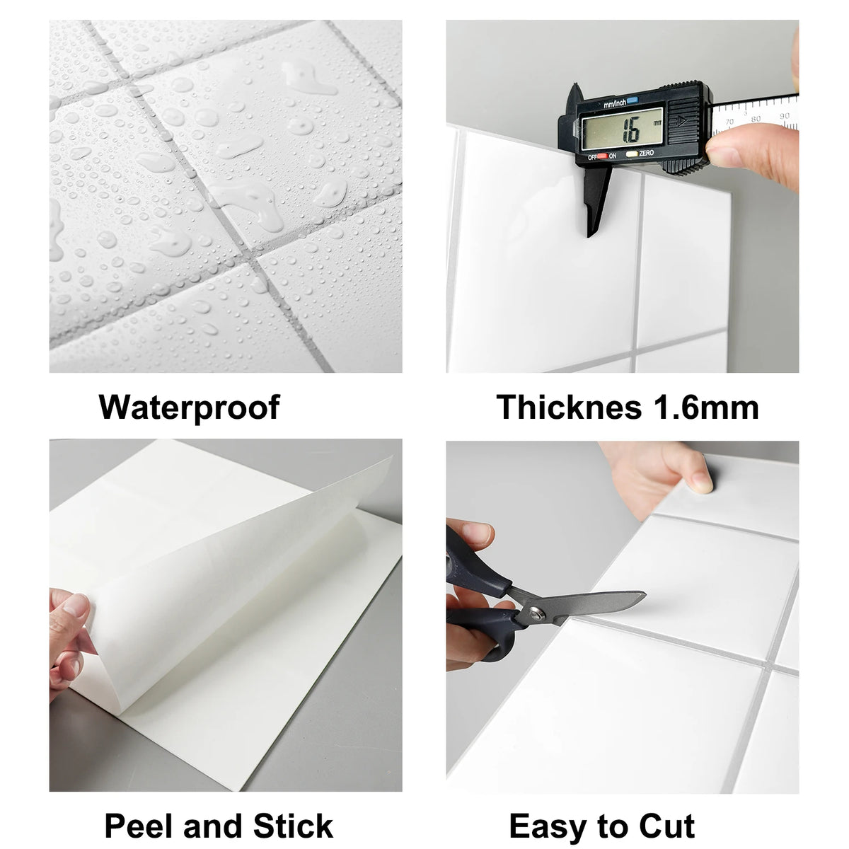 autocollants carreaux blancs rectangulaires unis 3d muraux résistants eau modernes facile 10 pièces