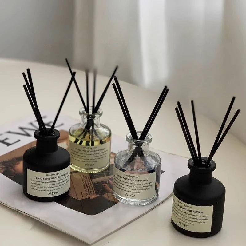 diffuseur d'odeur noir transparent bâtonnets parfumés minimaliste 50ml intérieur extérieur decoration