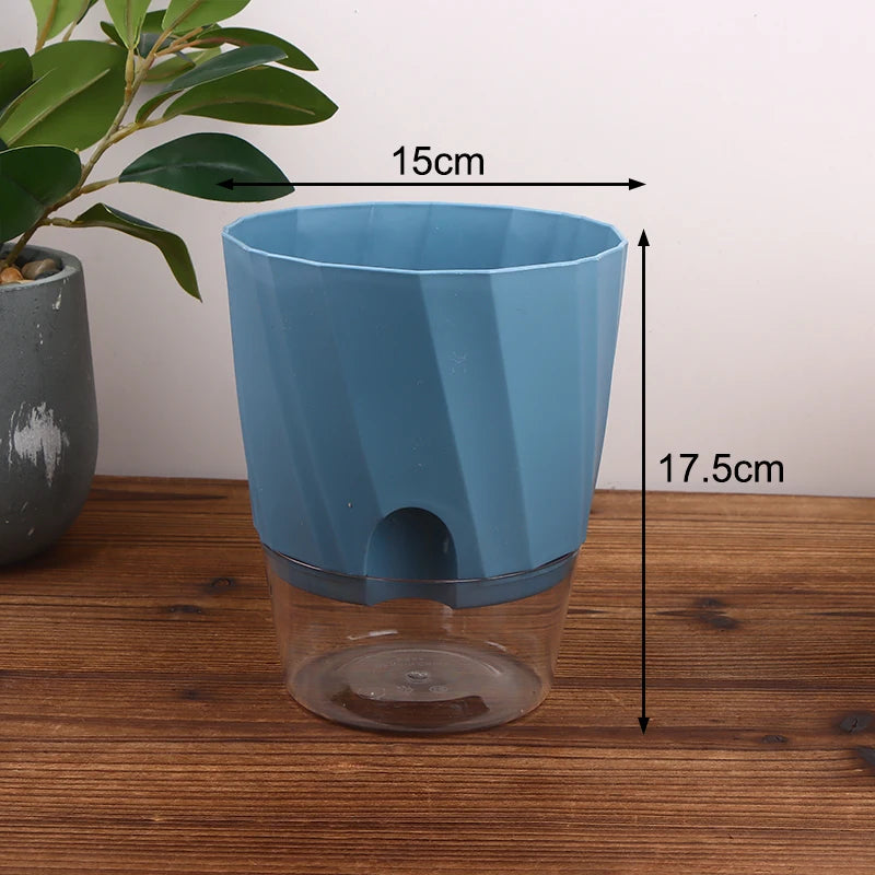 pots plantes transparents moderne minimaliste blanc rose gris rayures diagonales matériau plastique absorption d'eau
