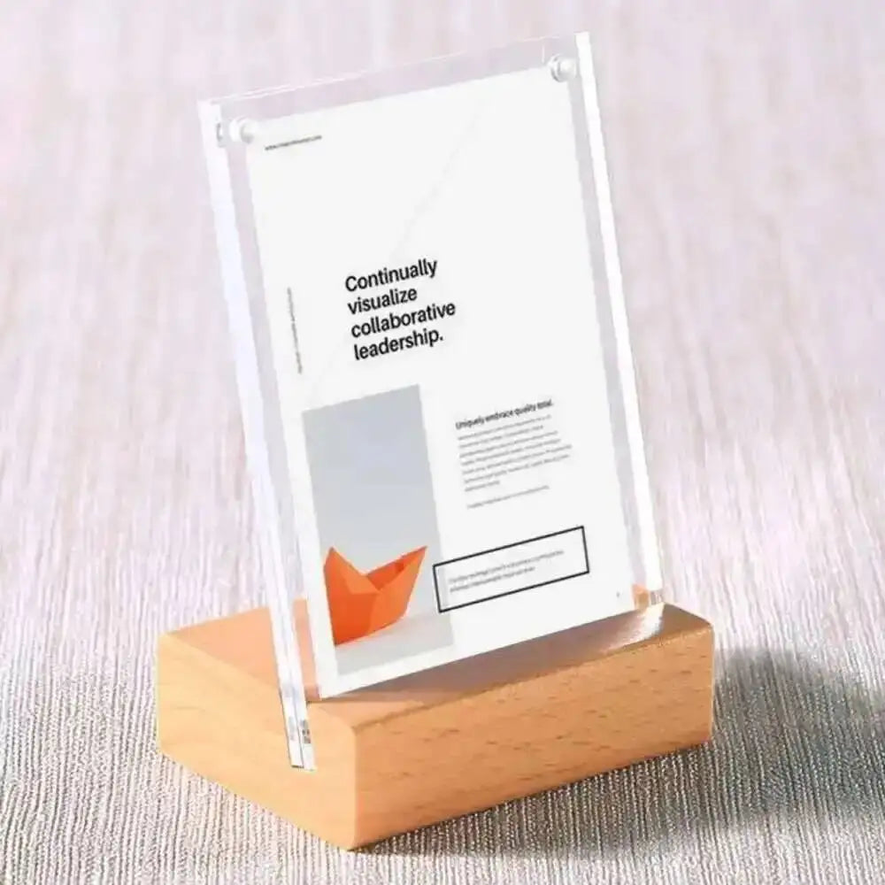 présentoir prix transparent moderne bois clips support étiquettes photo 7x10cm