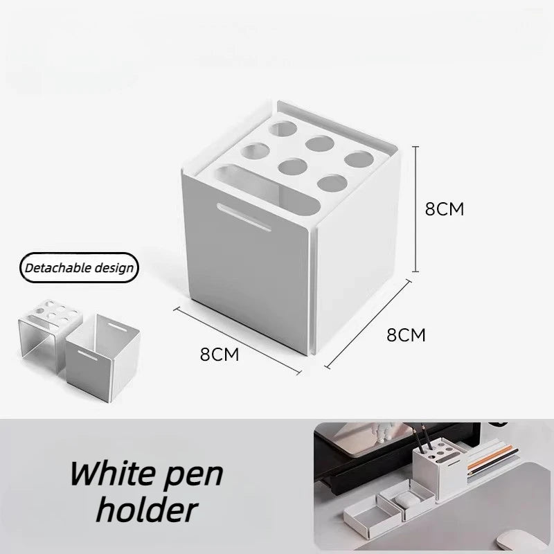support multifonction bois foncé blanc moderne adhésif support portable smartphone montre casque câbles tiroir