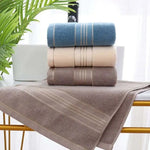 serviettes bain coton polyester absorption rapide motif rayé moderne gris beige bleu