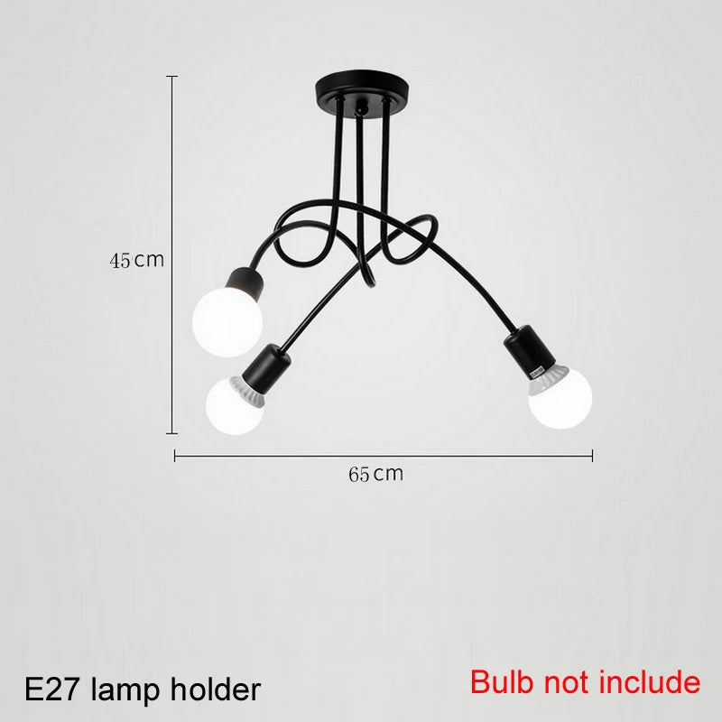 suspension lumineuse moderne noir doré ampoules blanches structure spirale fixation câbles métallique