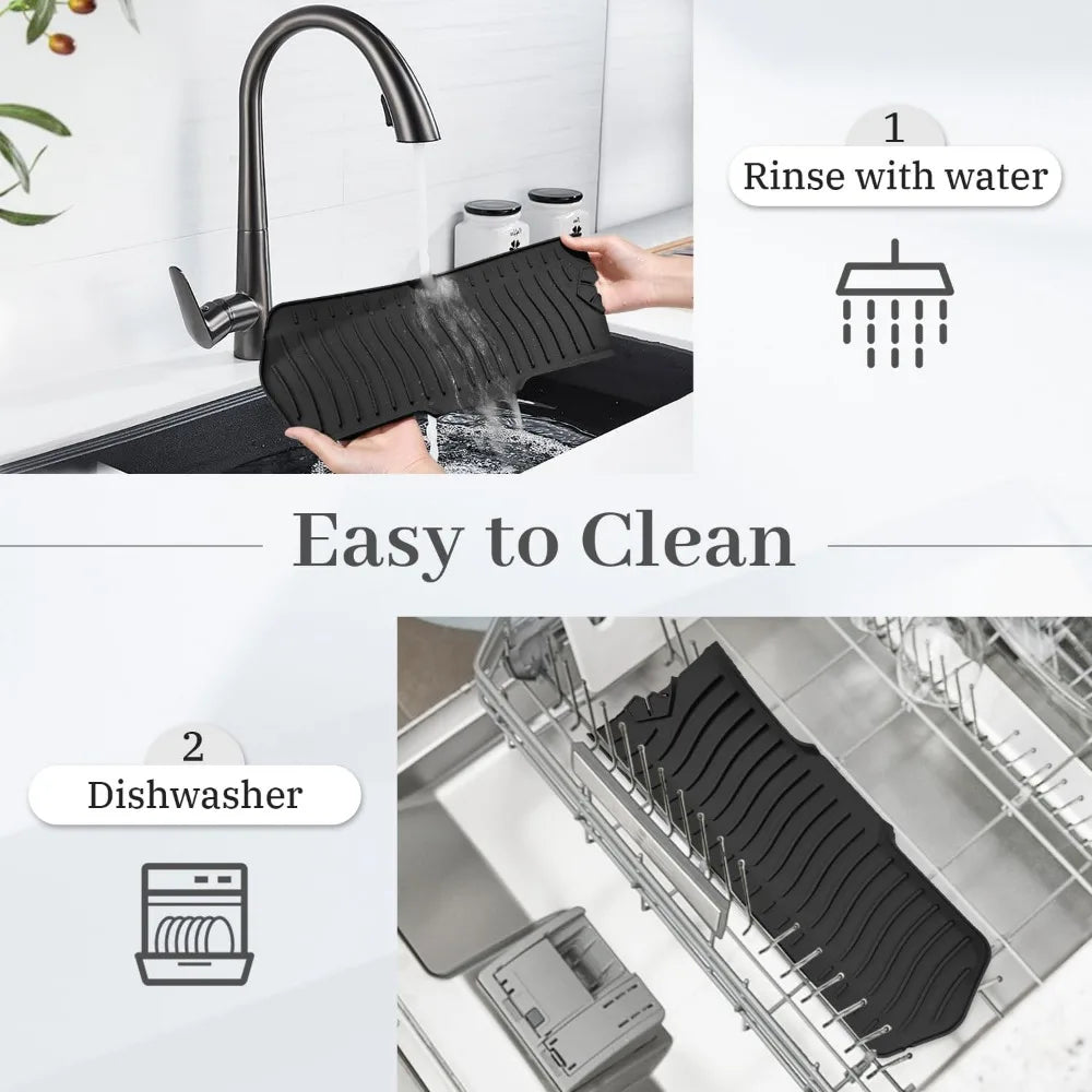 tapis cuisine pliable silicone noir rayures ondulées moderne respectueux environnement
