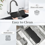 tapis cuisine pliable silicone noir rayures ondulées moderne respectueux environnement