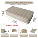 matelas gonflable beige texture mousse moderne pompe intégrée double taille grande capacité camping voyage
