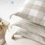 Housse coussin lin crème vue rapprochée texture