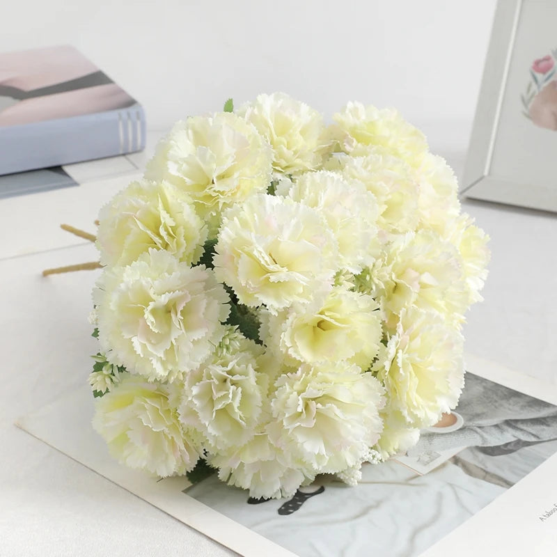 Bouquet artificiel coquelicot feuilles vertes mariage décoration intérieure vase bleu rose orange blanc vert