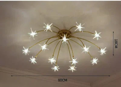 lampe chrome doré moderne étoiles lumineuses transparentes scintillantes led fixations