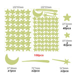 stickers muraux lumineux étoiles lune vert fluo moderne adhésifs chambre enfants 10 feuilles lune