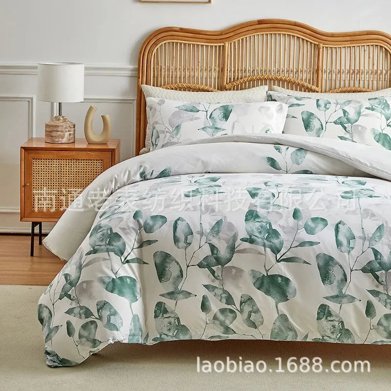 Ensemble literie avec housse de couette et taies d'oreiller en détail