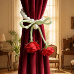 anneau rideau blanc ruban rose décoratif romantique vert rouge 25cm