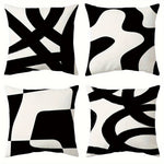 taies d'oreiller imprimées motif abstrait noir blanc contemporaines 45x45cm opaques maison hospitalière