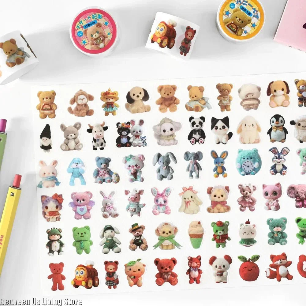 peluches miniatures adhésives scrapbooking cartoonesques ours lapins chiens