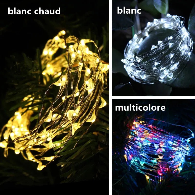 guirlande lumineuse solaire étoiles blanc chaud moderne extérieure 32m 400led