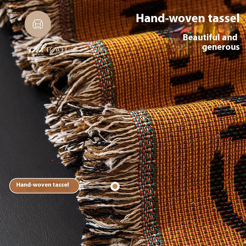 couverture canapé marron motif animalier polyester lavable extérieur intérieur moderne ethnique