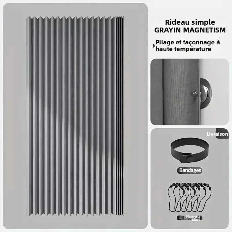 rideau douche pliable gris rayures moderne opacité 180x170cm respectueux environnement