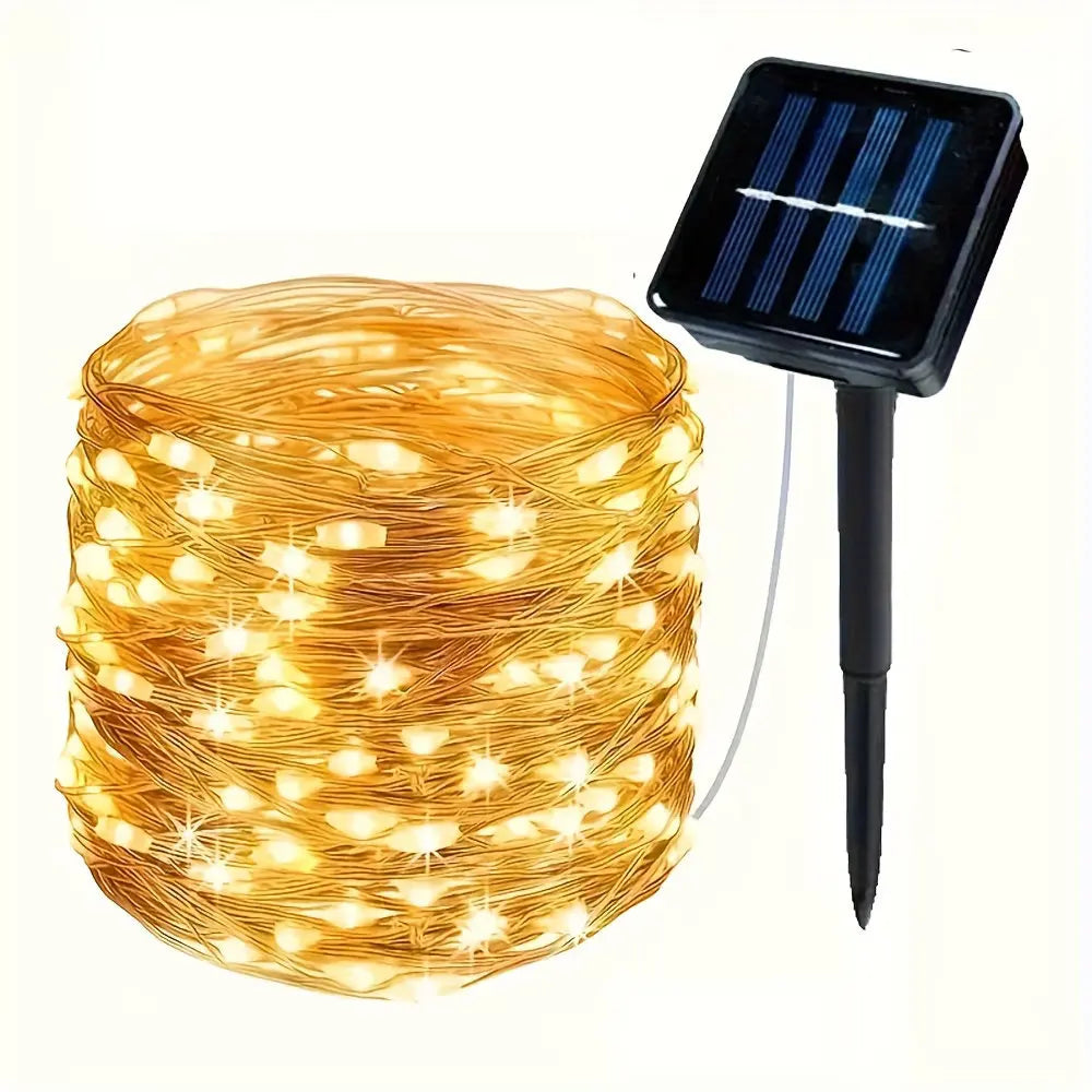 décoration extérieure guirlandes led solaires 100 200 300 leds panneau solaire imperméable ip66extérieur jardin