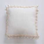coussin carré bohème franges blanches beige décor maison tissu polyester simple 60x60cm