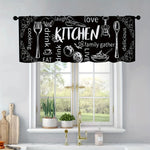 rideau cuisine noir blanc motifs ustensiles vintage semi transparent salon