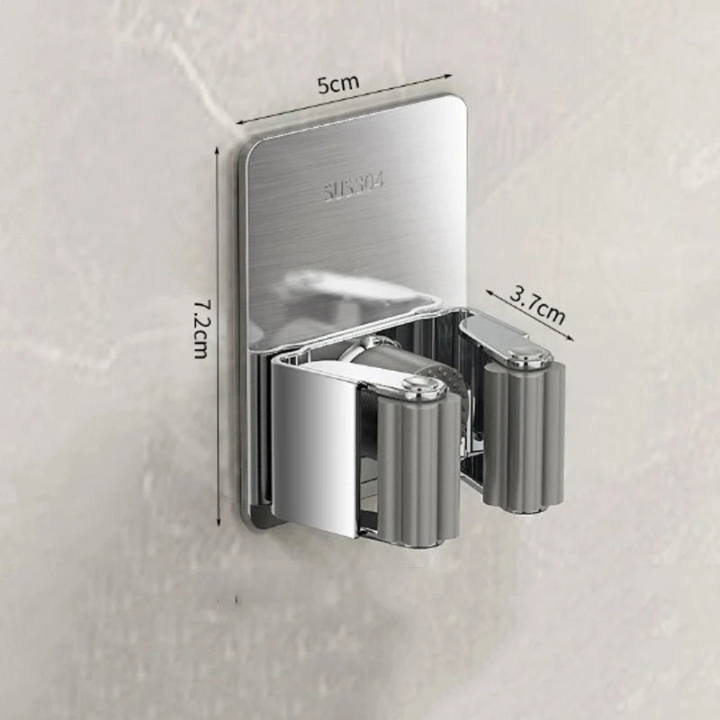 porte balais porte couverts adhésif mur noir gris moderne rangement cuisine salle bain