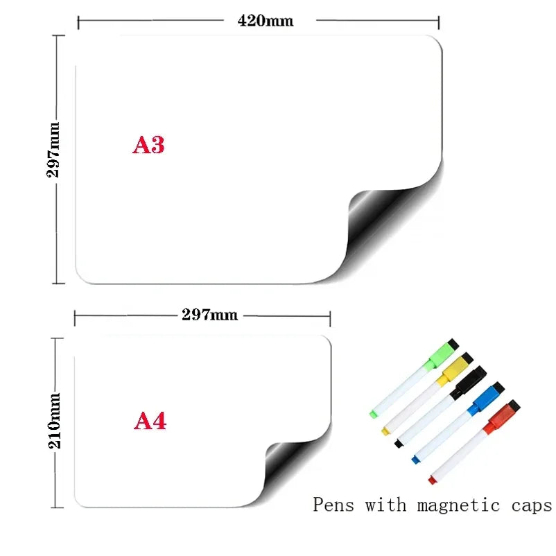 tableau blanc magnétique flexible aimants autocollants effaçables liste épicerie notes réfrigérateur stylos magnétiques blanc