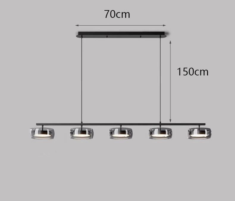 suspension lumineuse moderne noir transparent plafonnier nordique têtes 90cm suspendre inoxydable