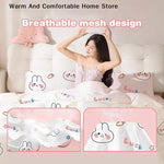 ensemble literie jetable blanc lapins nuages lucky drap plat taies oreiller opaque