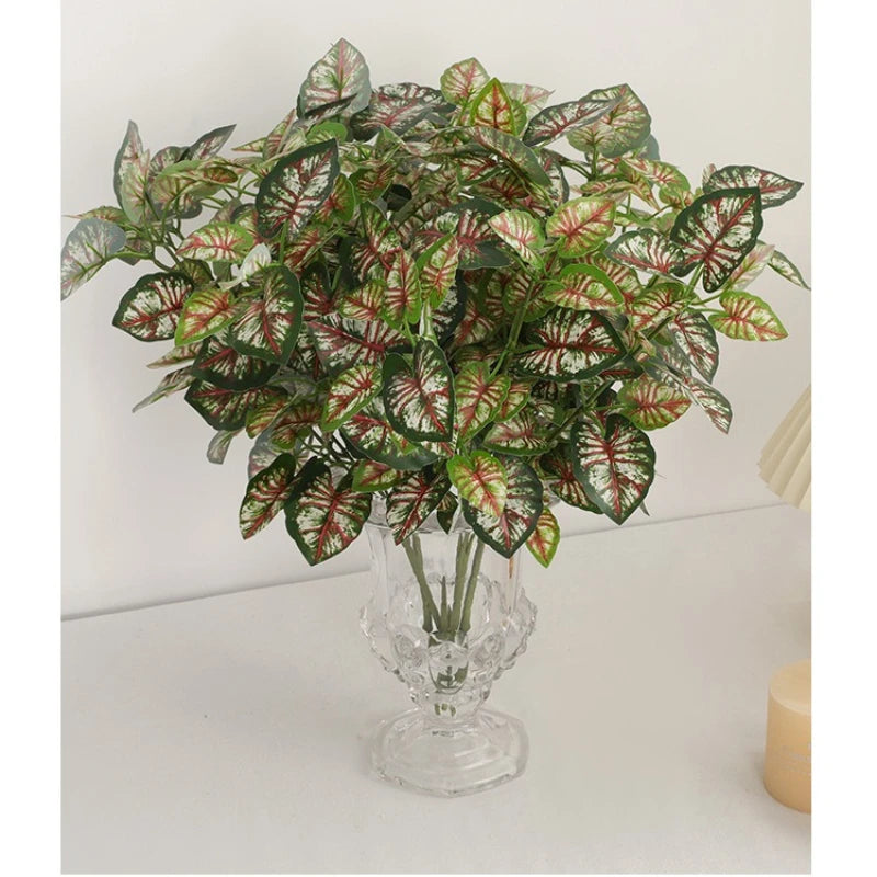 feuilles artificielles vertes rouges blanches modernes décoration intérieure maison 32cm 46cm 10 pièces