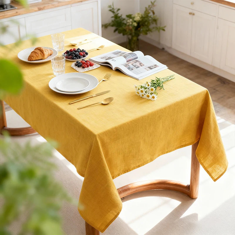 nappe polyestre texture lin moderne vert olive jaune rose pâle réutilisable machine transparente table