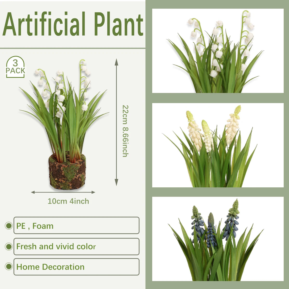 Fleur artificielle muguet en pot jaune fluo