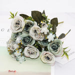 décoration mariage bouquet fleurs artificielles soie vertes blanches intérieur rustique naturel