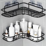 étagère d'angle moderne noir blanche grille métallique imperméable clips adhésifs bouteilles flacons verres salon