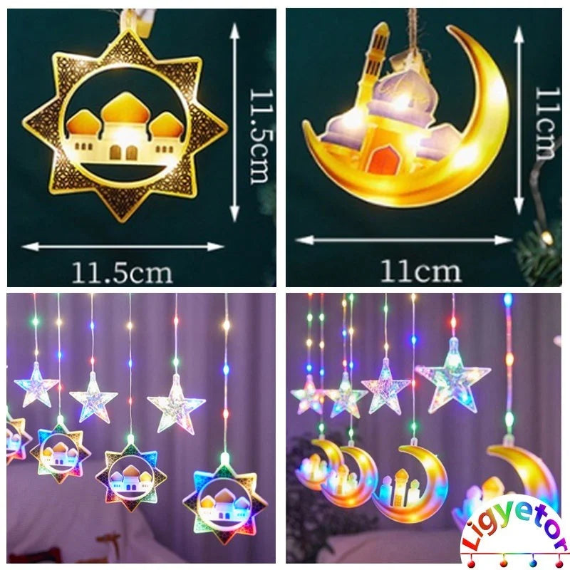 guirlande lumineuse multicolore mosaïque étoiles lunes mosquée décoration aïd intérieur extérieur