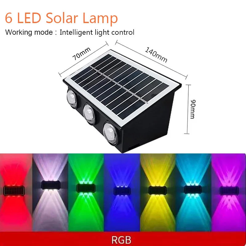 lampe murale solaire moderne led rgb jaune noir panneaux solaires texturés fixée mur