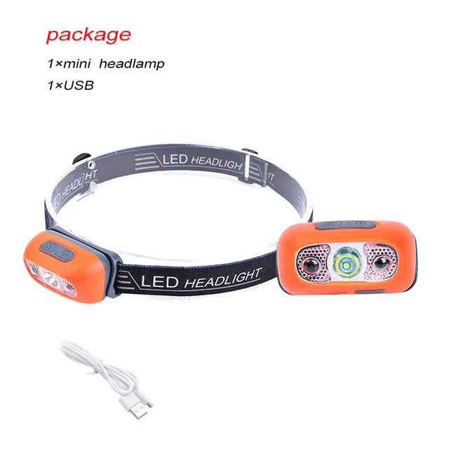 lampe frontale led rechargeable usb tissu imprimé noir ceinture ajustable camping