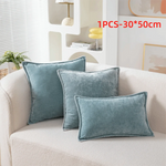 taies d'oreiller velours côtelé couleurs unies chic bordures décoratives polyester dimensions 30x50cm 45x45cm