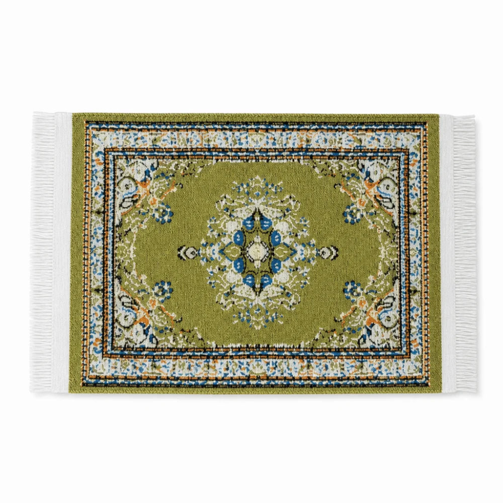 tapis miniature floral tissé classique couleurs vives franges accessoire poupée ornements géométriques 10.7cm 7cm
