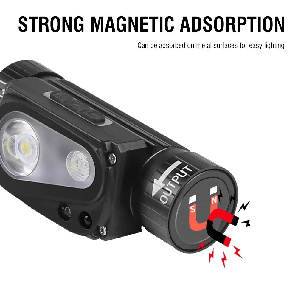 lampe frontale led rechargeable usb camping pêche hunting fishing biking caving running hiking