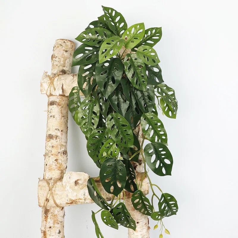 plantes artificielles feuilles ovales vert clair vert foncé naturel accrochées extérieur decoration 90cm 23feuilles