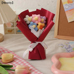 bouquet fleurs artificielles tricotées coton violet rose bleu modernes décoration intérieure anniversaire mariage valentin