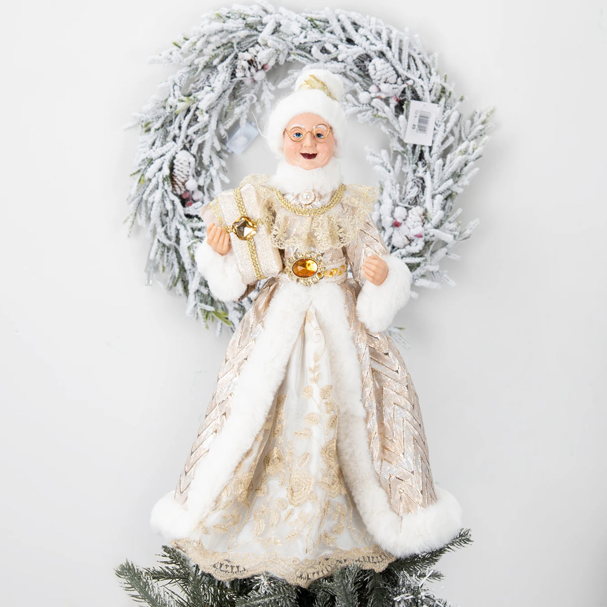 Figurine pailletée jaune fluo Noël