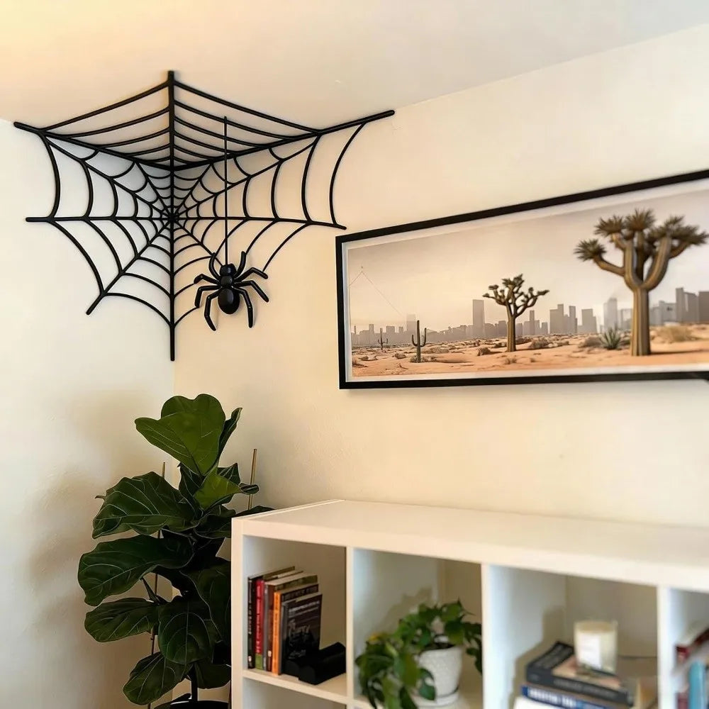 décoration murale 3d halloween araignée chauve souris structure gothique(cube) gris métallisé