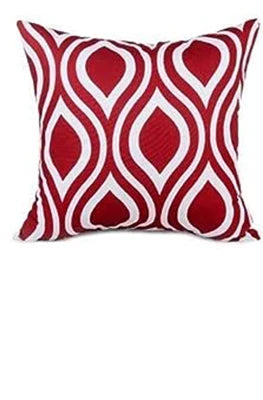 housse coussin carré lin imprimé géométrique moderne rouge blanc 45x45cm
