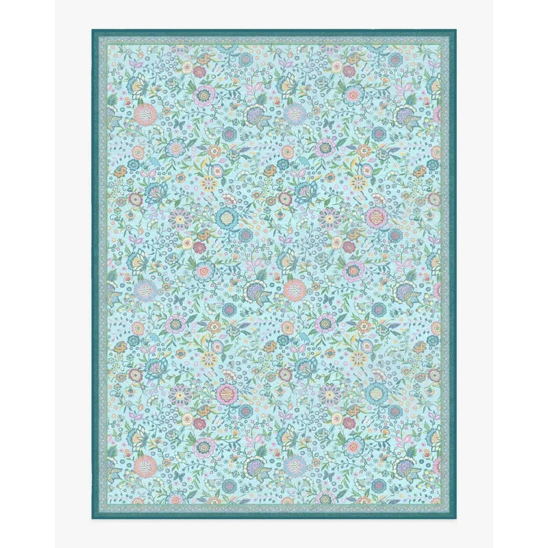 tapis fleuri polyester polypropylène moderne beige vert bleu rose jaune salon chambreextérieur