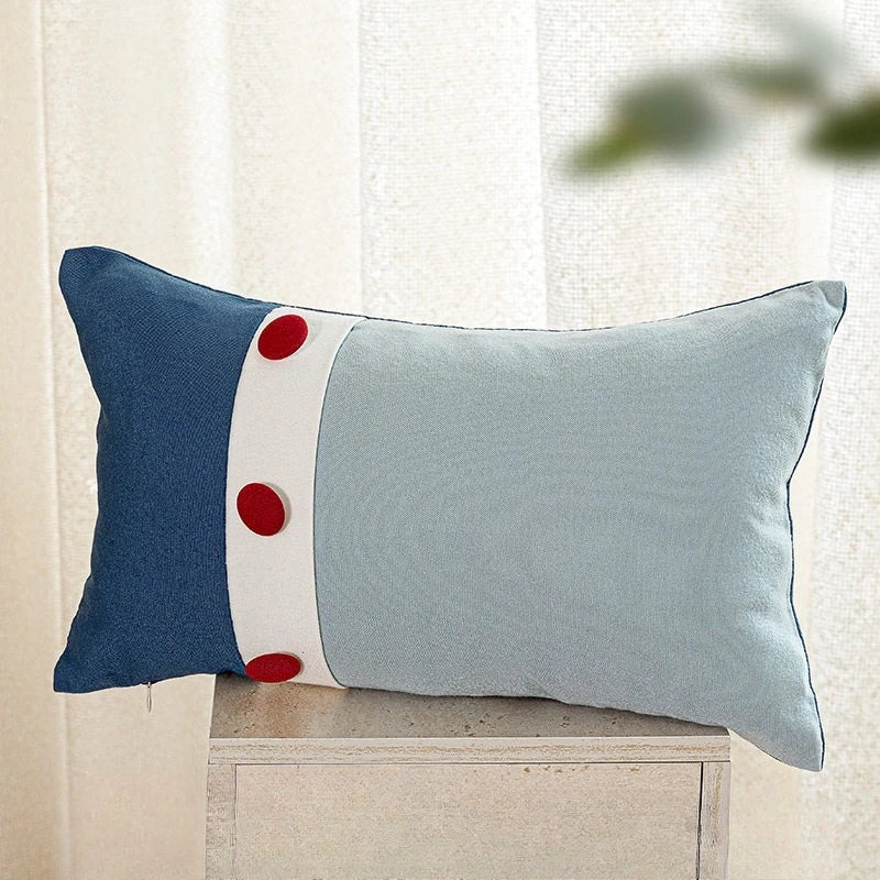 housse coussin rectangulaire nordique géométrique bleu marine gris polyester 30x50cm décoration contemporaine voiture maison