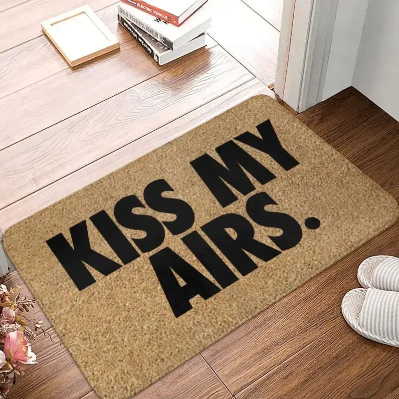 tapis d'entrée moderne kiss my airs marron noir bleu rose antidérapant pvc résistant corrosion